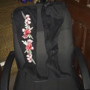 Floral Over the Knee Boots